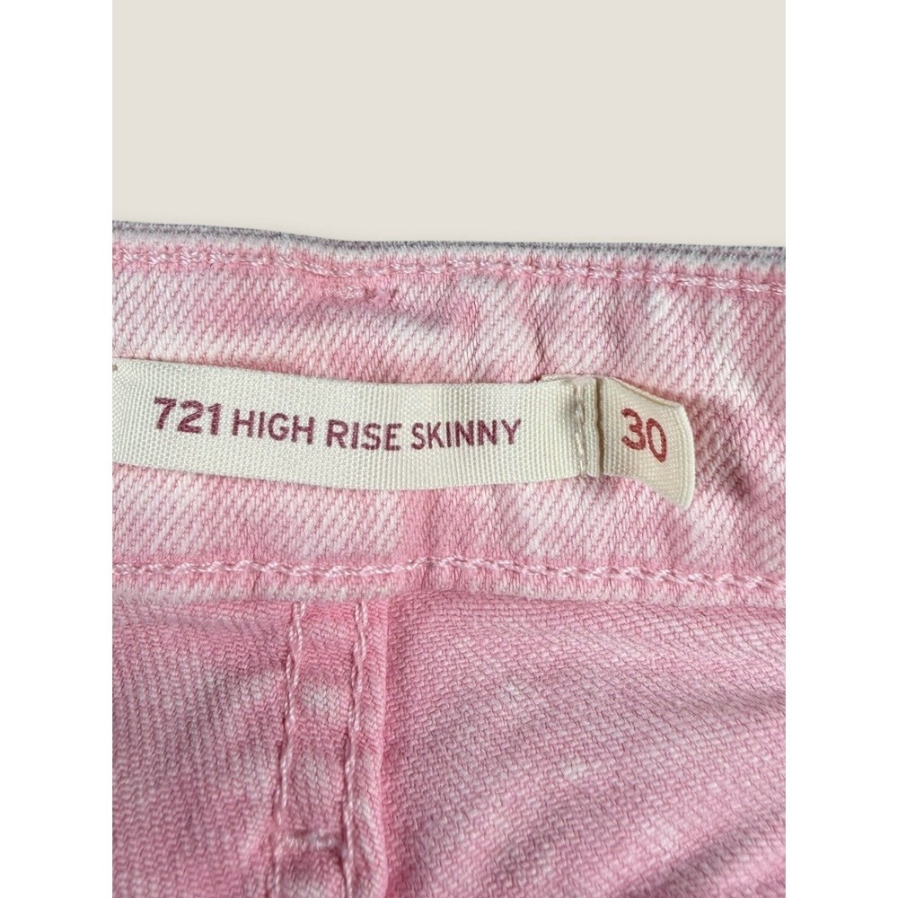 Levi's 721 High Rise Skinny Jeans 30 Pink Acid Wash Pastel Aesthetic Denim - Picture 2 of 8
